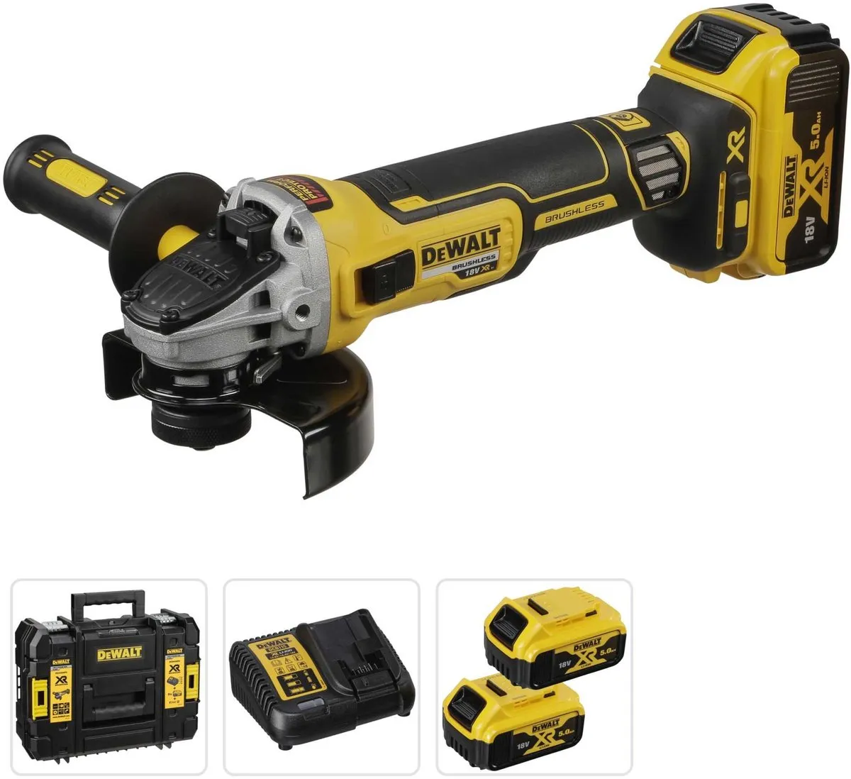 DeWalt DCG405P3 Accu Haakse Slijper 18V - 3x Accu - 125mm