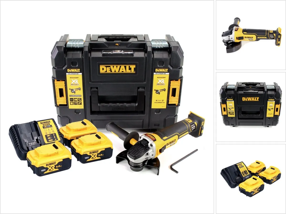 DeWalt DCG405P3 Accu Haakse Slijper 18V - 3x Accu - 125mm