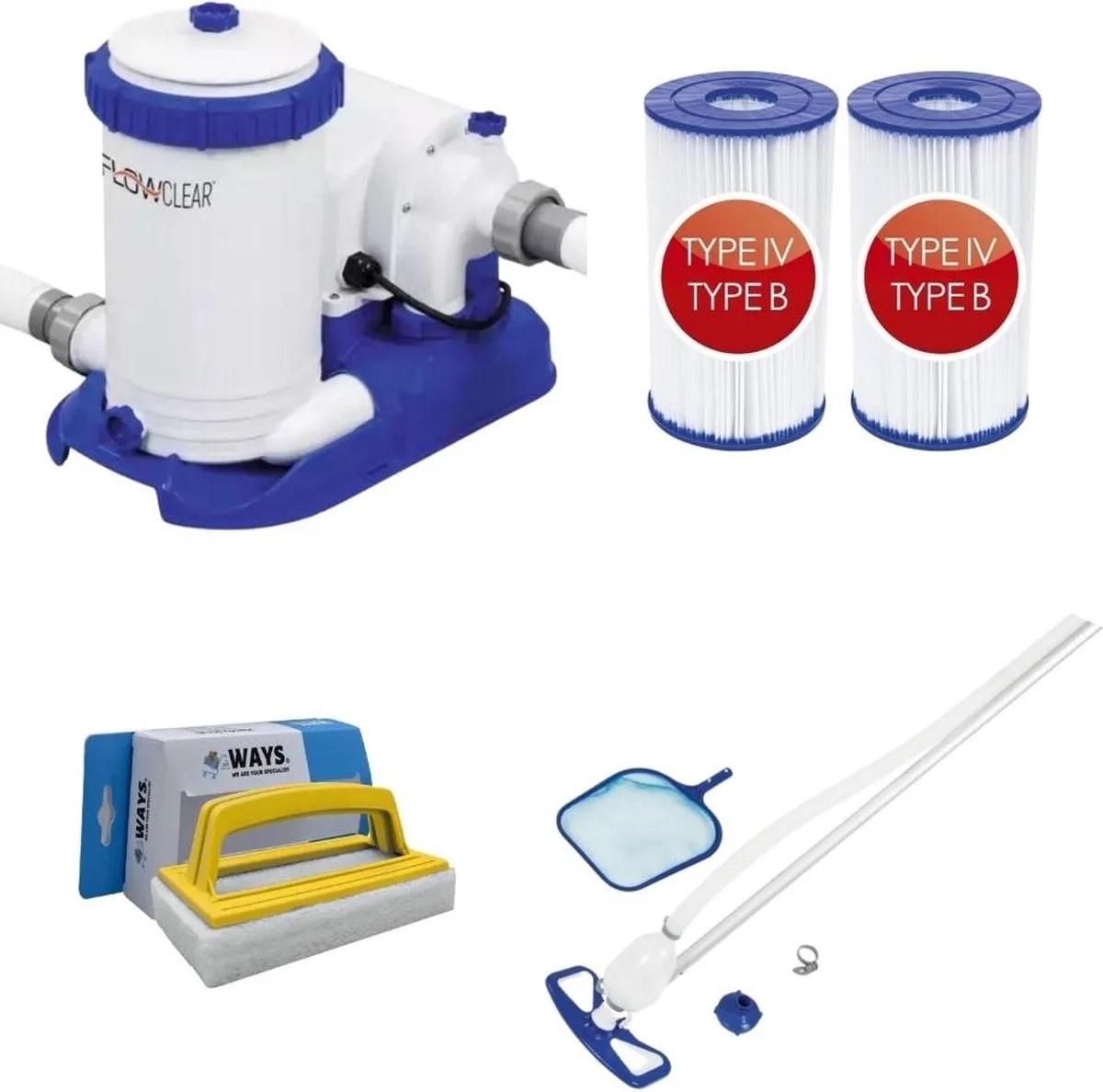 Bestway AquaReach 58497 Zwembadstofzuiger & Zandfilterpomp 5678L/u - 25kg Filterzand