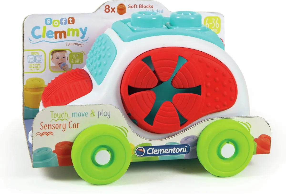 Clementoni Soft Clemmy Sensory Car Stapelblokken - 12 Stuks - Multicolor