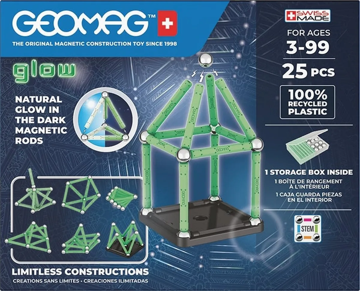 Geomag Glow Recycled Bouwset - 25 Stuks - Multikleur