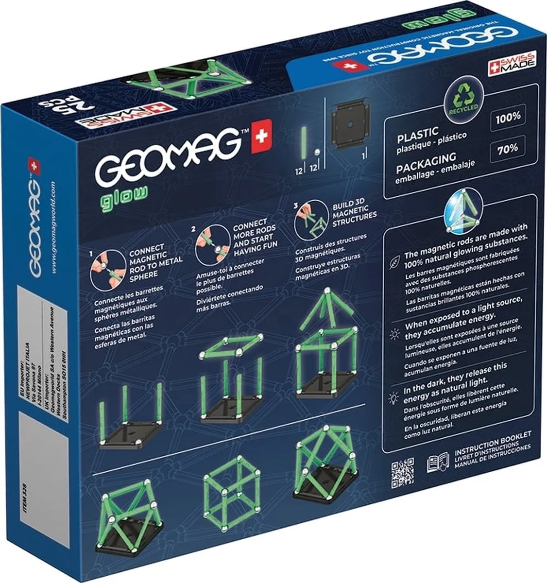 Geomag Glow Recycled Bouwset - 25 Stuks - Multikleur