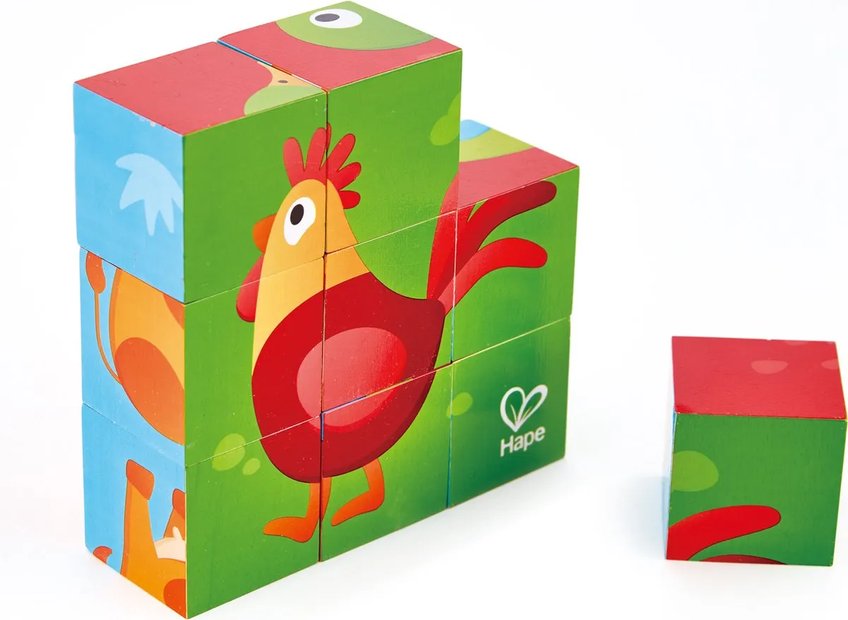Hape Bauernhof Blockpuzzle 9 Stuks - E1618 - afbeelding 6 van 6