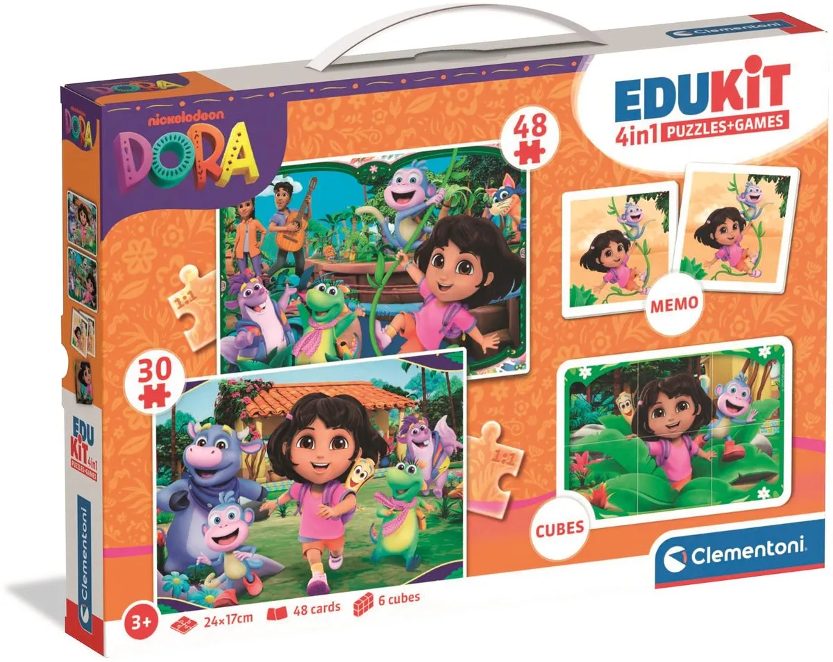 Clementoni Dora The Explorer Edukit 4-in-1 - 78-delige puzzels & Memory - Multikleur