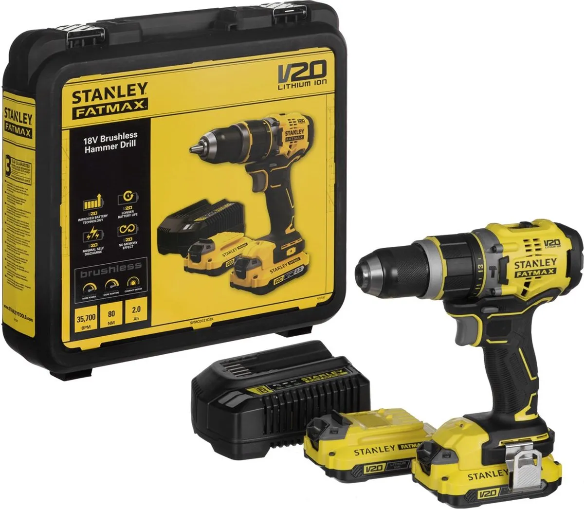 Stanley FATMAX V20 SFMCD721D2K Klopboormachine - 18V - 2x Accu