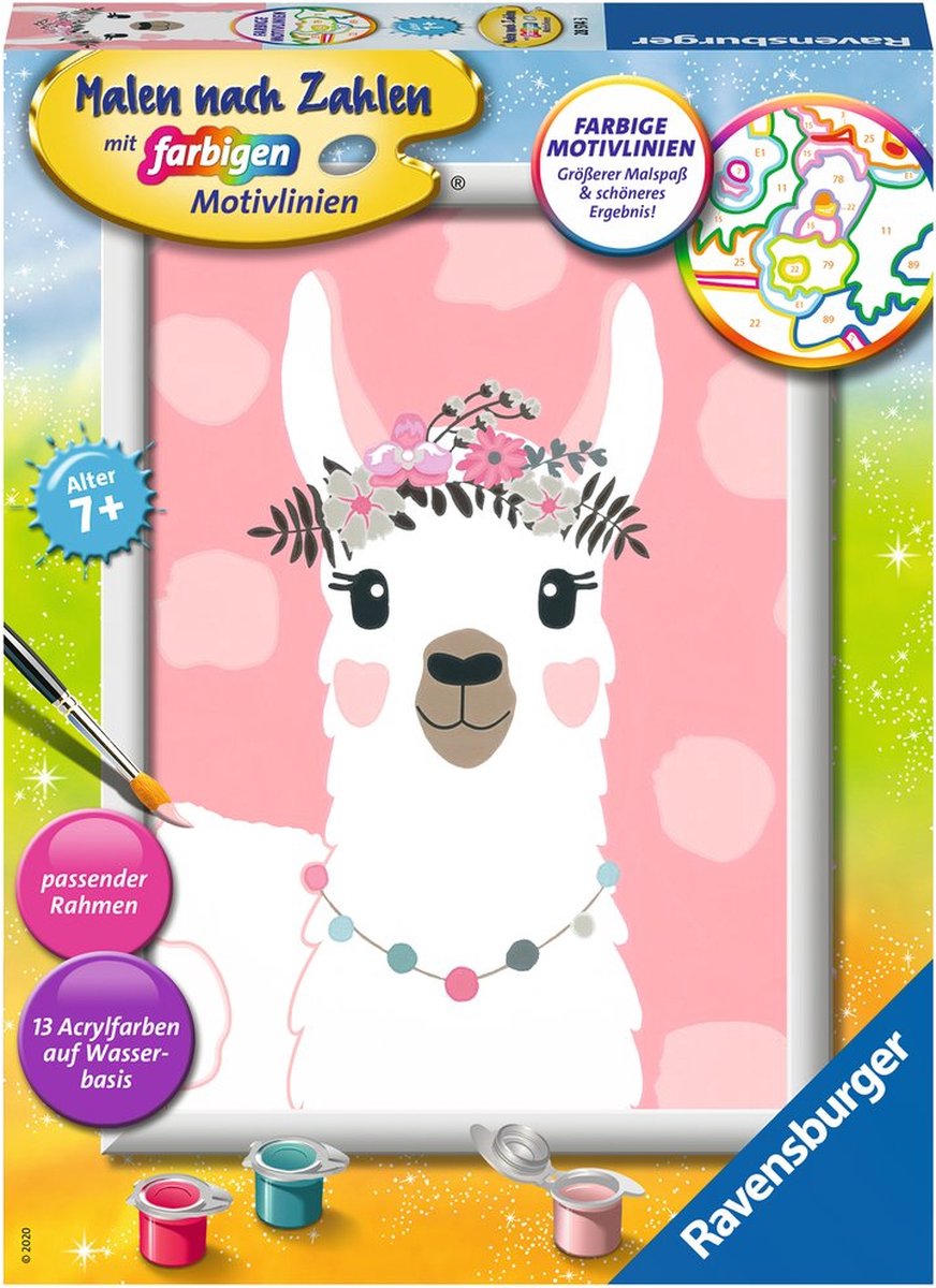 Ravensburger schilderen op nummer lama schilderij kinderset acryl.