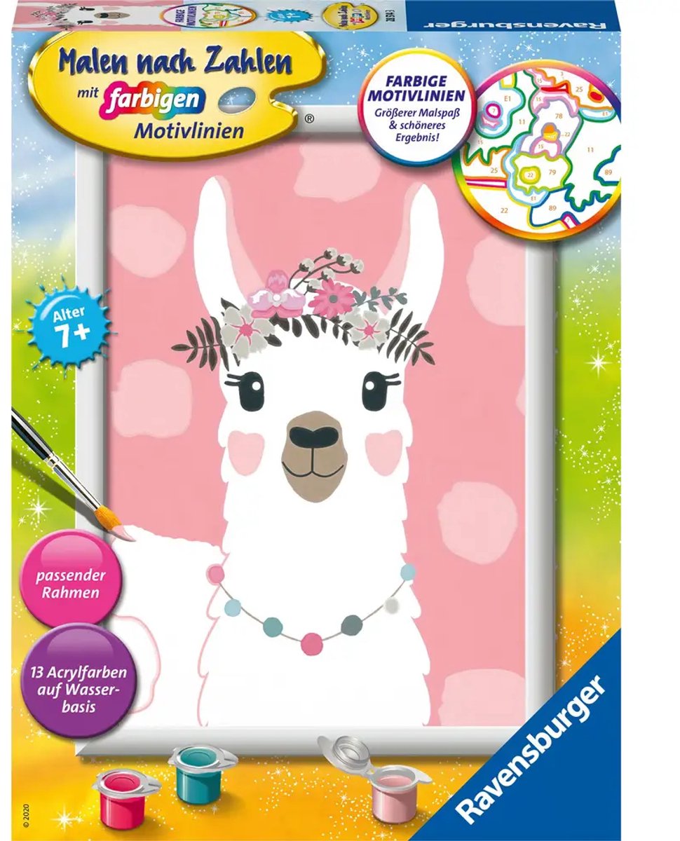 Ravensburger schilderen op nummer lama schilderij kinderset acryl.
