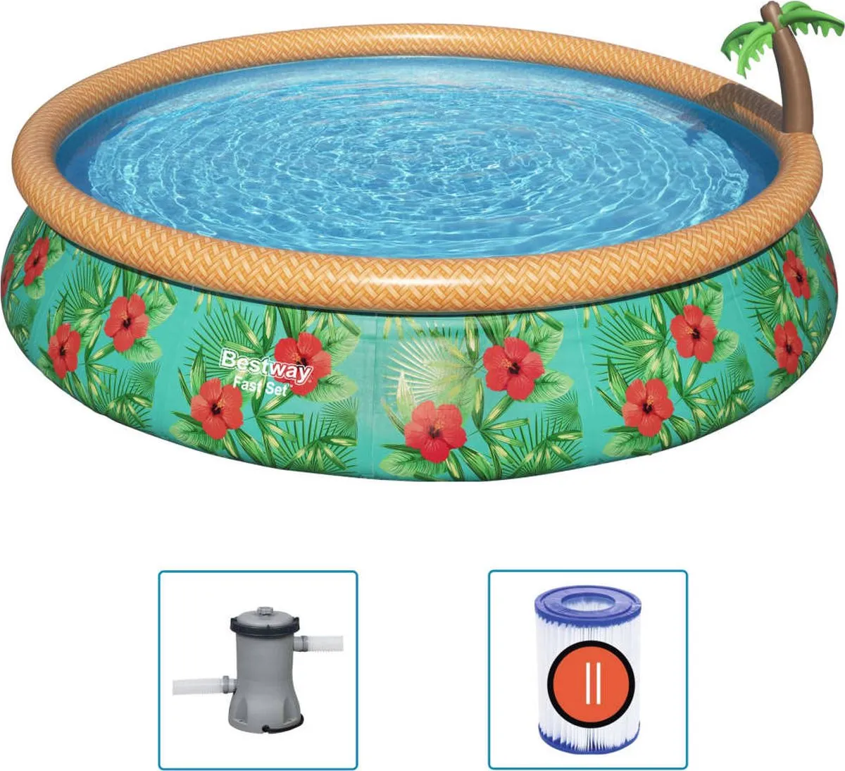 Bestway Fast Set Paradise Palms Zwembadset 457cm - 9677L - Multikleur
