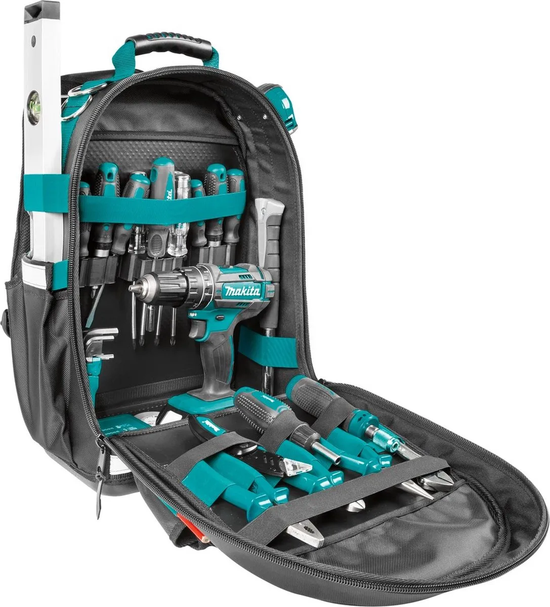 Makita E-15481 Gereedschapsrugzak - 50 Stuks - Zwart/Grijs/Blauwgroen