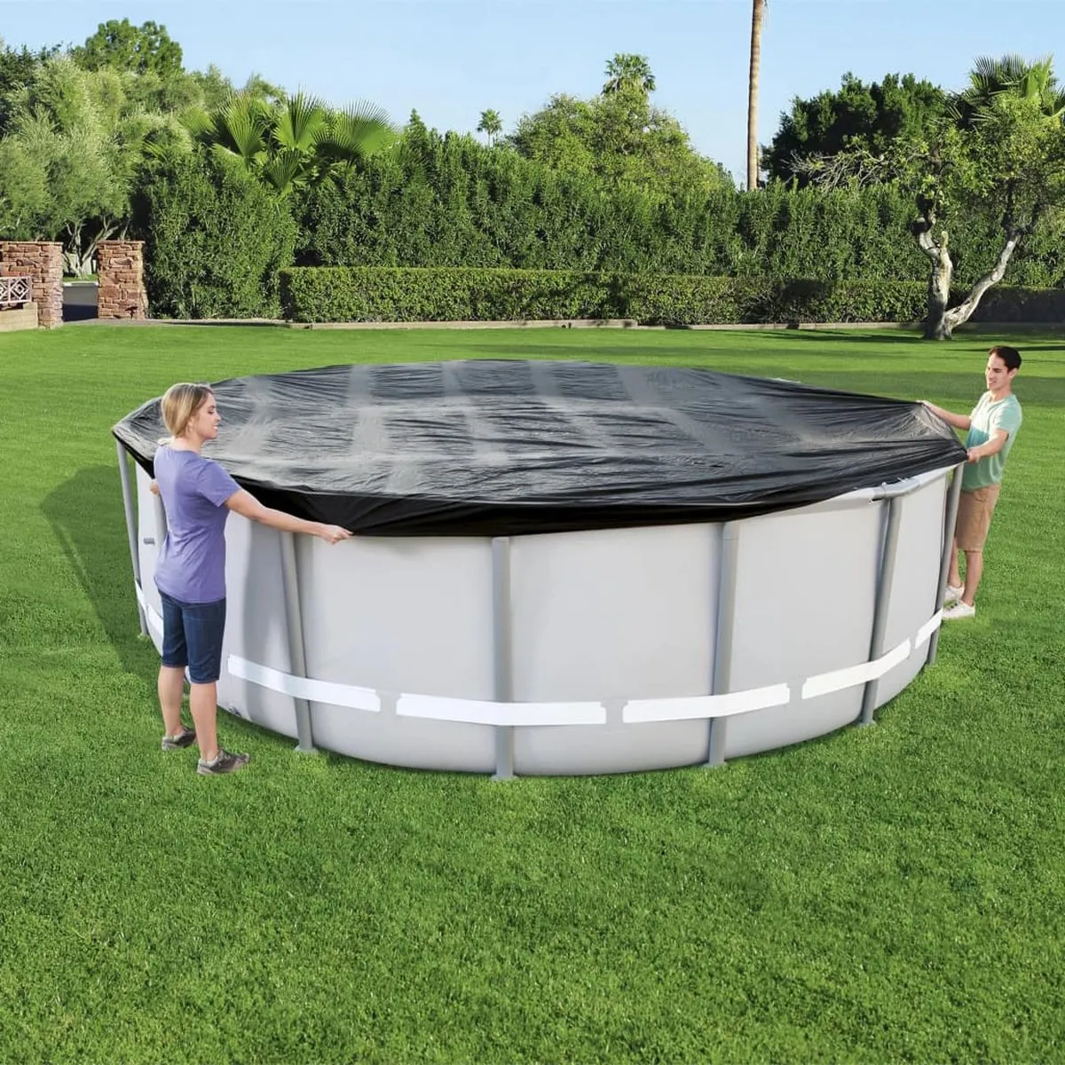 Bestway Flowclear Afdekzeil Rond 460cm - Antraciet