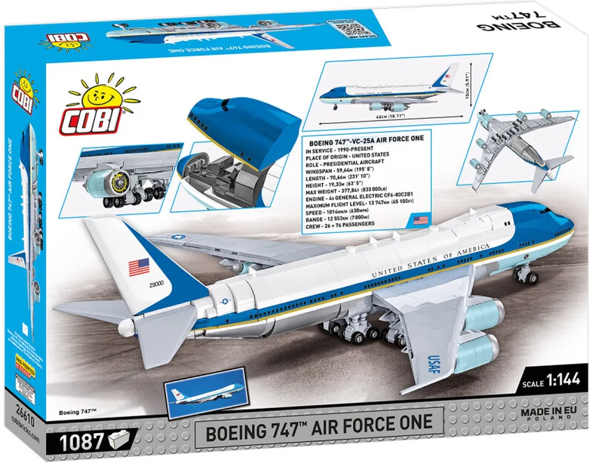 Cobi 26610 Airforce One 747 - 1087 Stukken - Meerkleurig