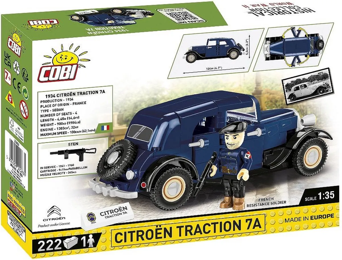 Cobi Citroën Tractie 7A - 222 Onderdelen - Blauw