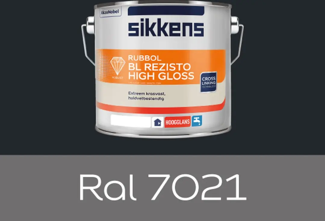 Sikkens Rubbol BL Rezisto High Gloss Ral 7021 Lakverf 2,5L - Zwartgrijs