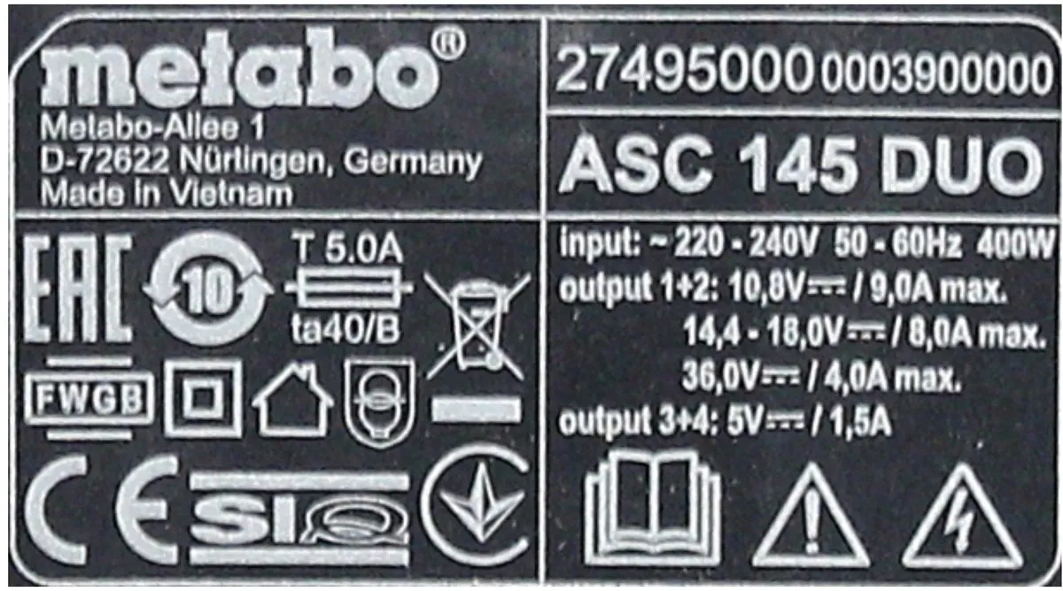 Metabo Basisset ASC 145 DUO - 2x 5.2Ah Li-Power