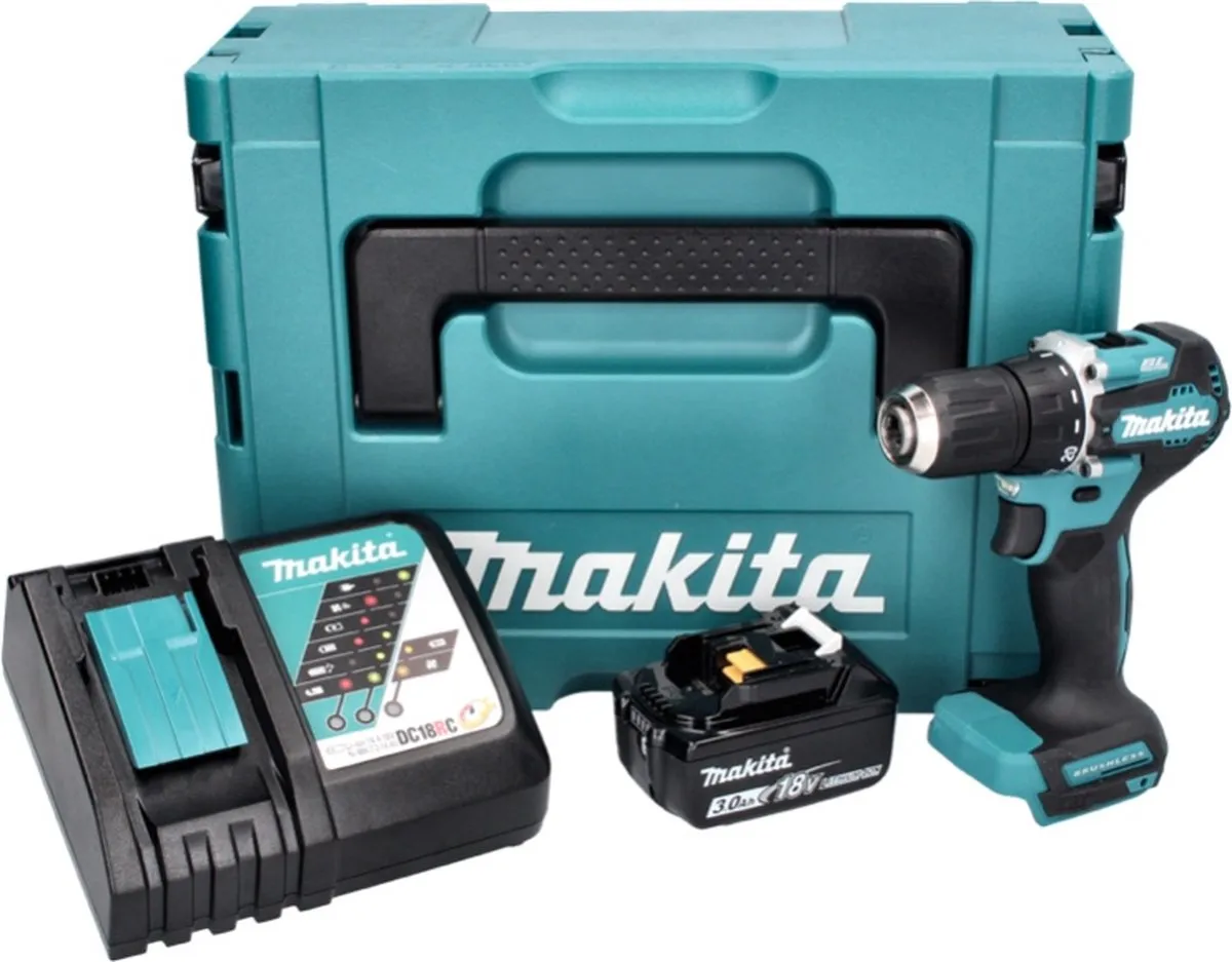 Makita DDF487RF1J Accuboormachine 18V 40Nm Borstelloos - 1x 3.0Ah Accu + Lader + Makpac - afbeelding 2 van 5