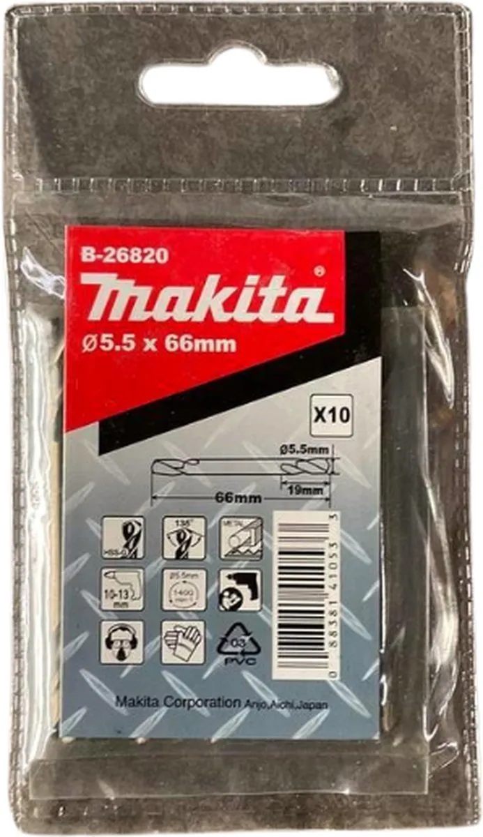 Makita B-26820 Omkeerboor HSS 5,5x66mm - 10 Stuks