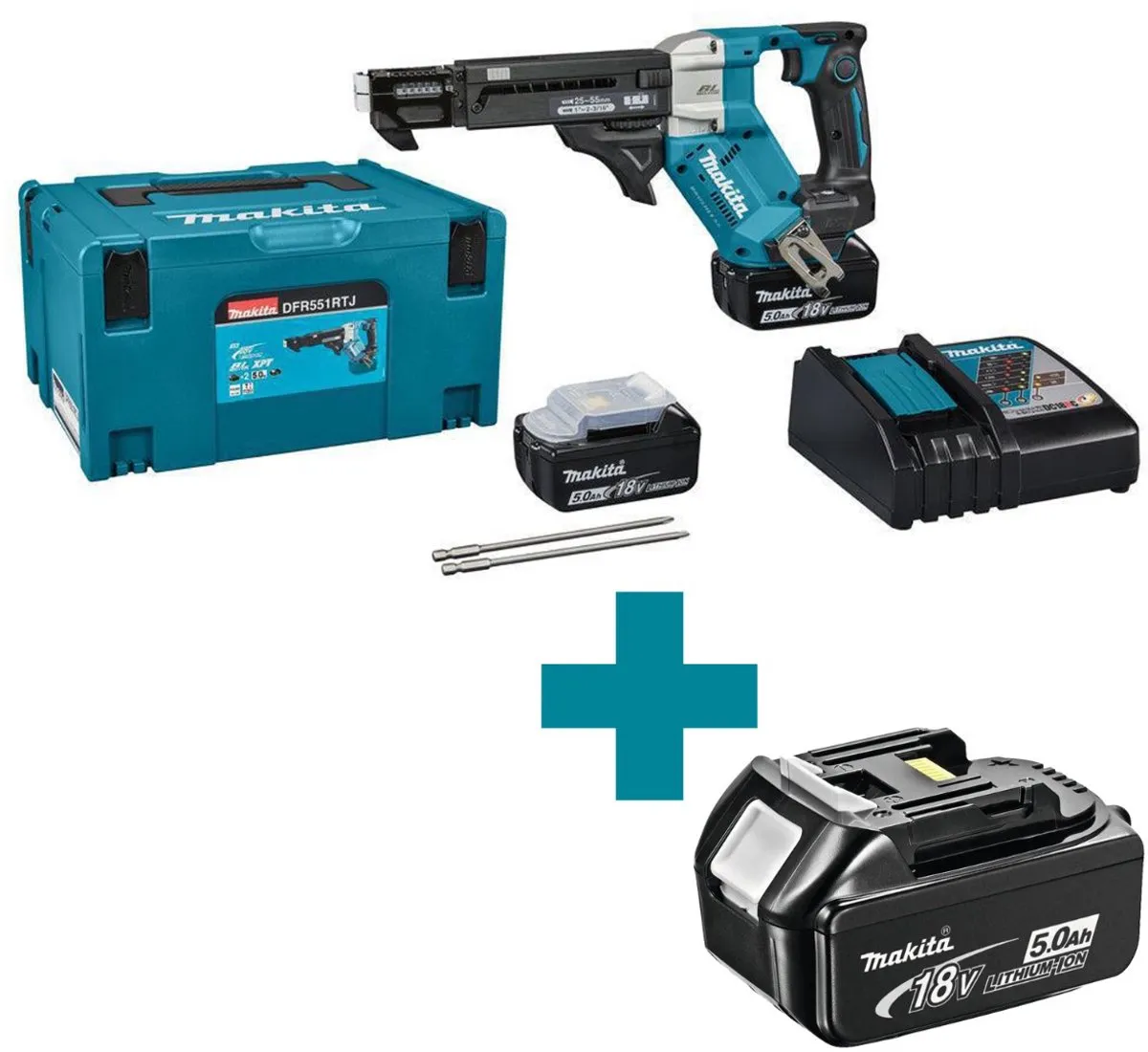 Makita DFR551RTJ Accu Bandschroefmachine 18V - 2x5.0Ah