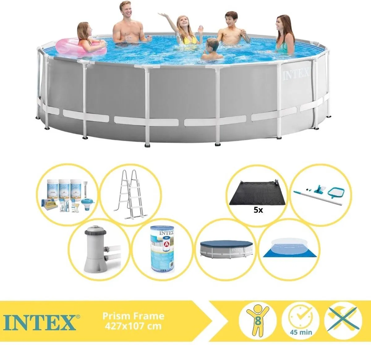 Intex Prism Frame 26726GN Opzetzwembad 457x122cm - Grijs/Wit