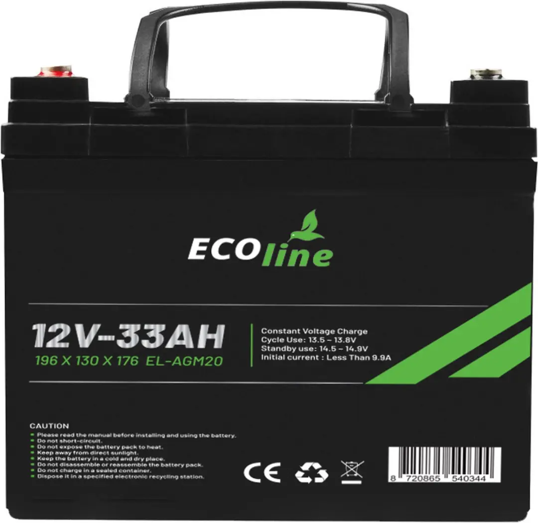 Ecoline AGM 12V 33Ah Deep Cycle Accu 33000mAh