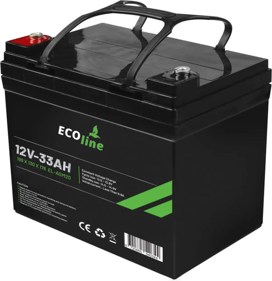 Ecoline AGM 12V 33Ah Deep Cycle Accu 33000mAh