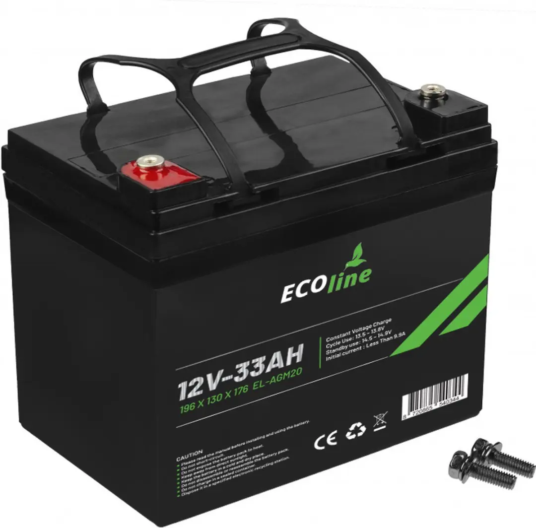 Ecoline AGM 12V 33Ah Deep Cycle Accu 33000mAh