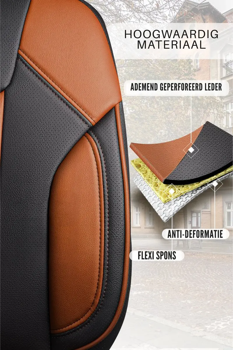 Panda Stoelhoezen Skoda Superb 2015-2023 Cognac - Complete Set 2 Voorstoelen