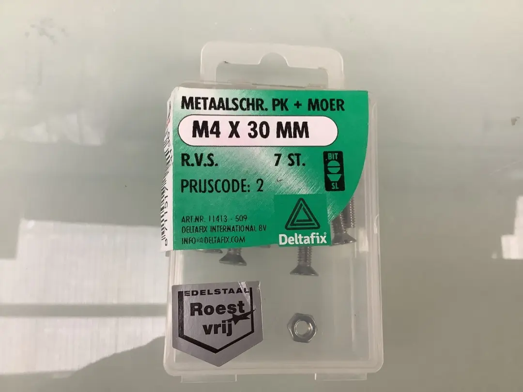Deltafix M4 x 30mm Metalen Schroef Bout + Moer - RVS A2 - 7 Stuks