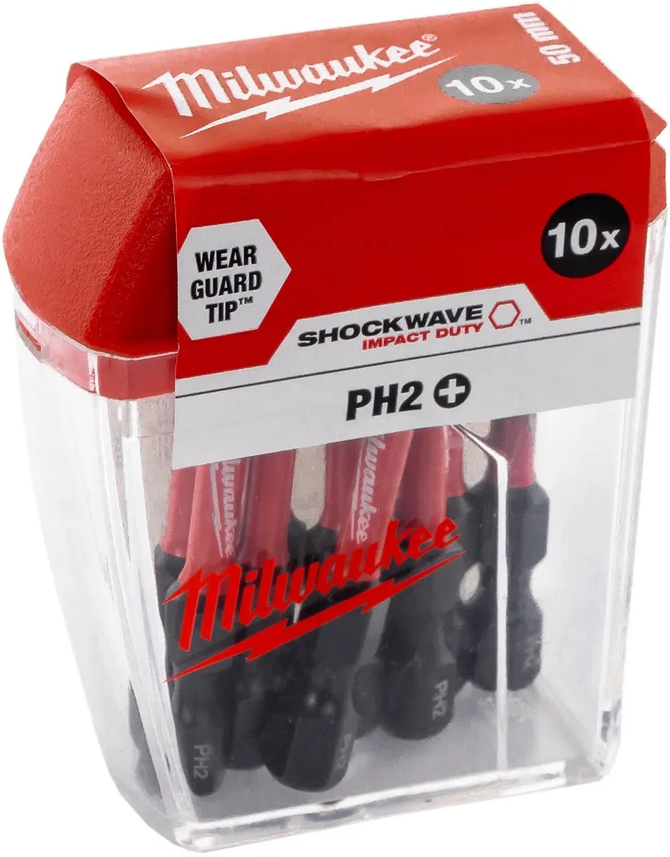 Milwaukee Shockwave Impact Duty PH2 Schroefbits - 10 Stuks - afbeelding 6 van 6