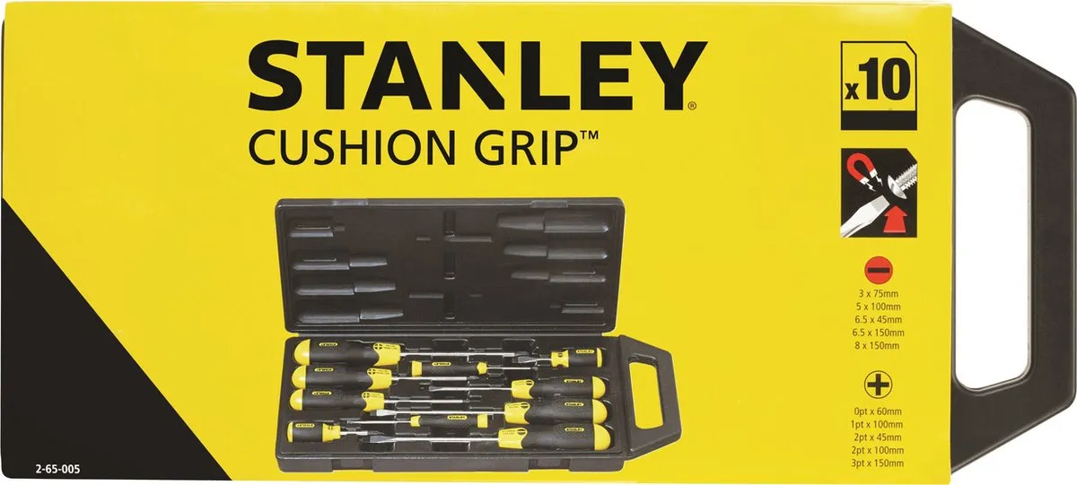 Stanley Cushiongrip Schroevendraaierset 2-65-005 - 10-delig - Zwart/Geel