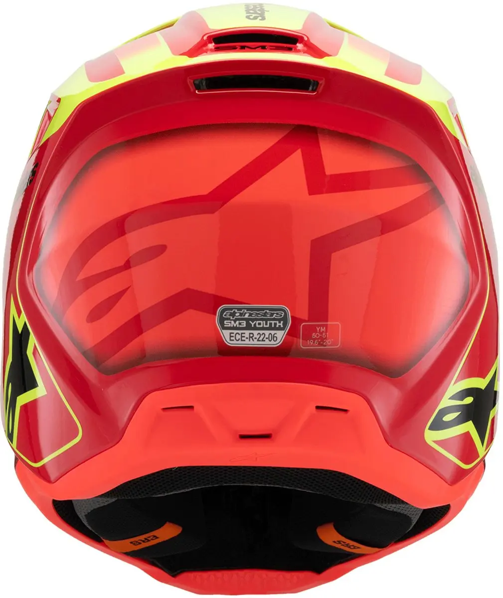Alpinestars S-M3 Youth Offroad Helm - Fluoriserend geel/Rood