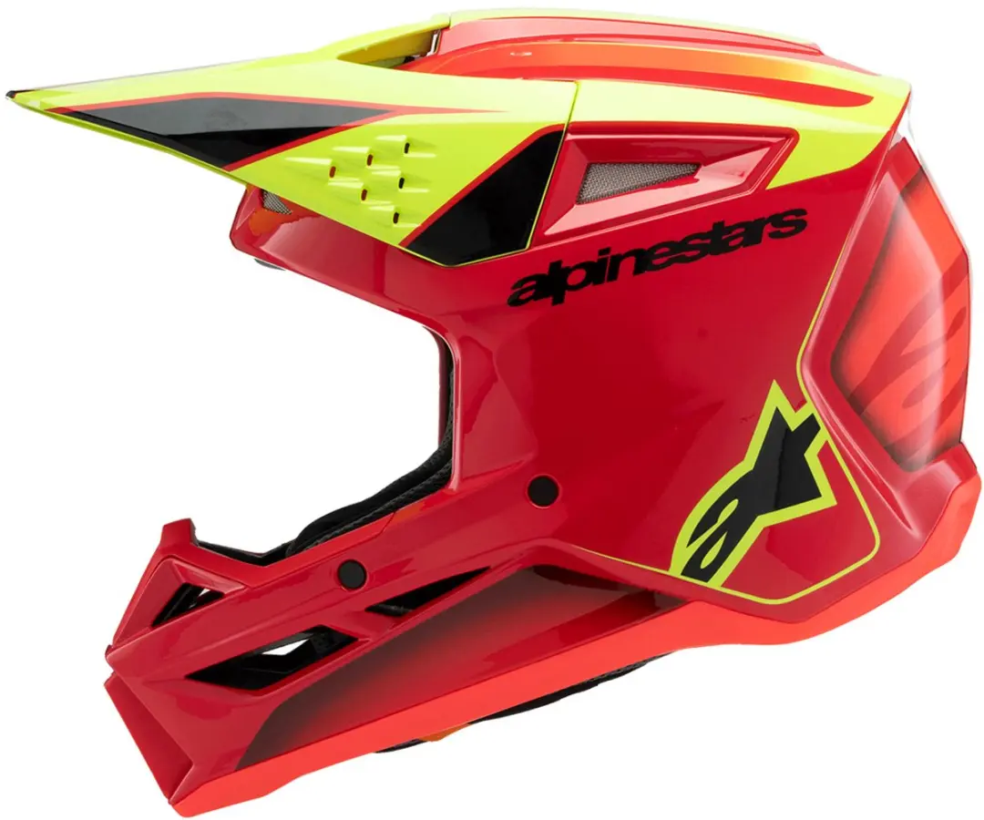 Alpinestars S-M3 Youth Offroad Helm - Fluoriserend geel/Rood