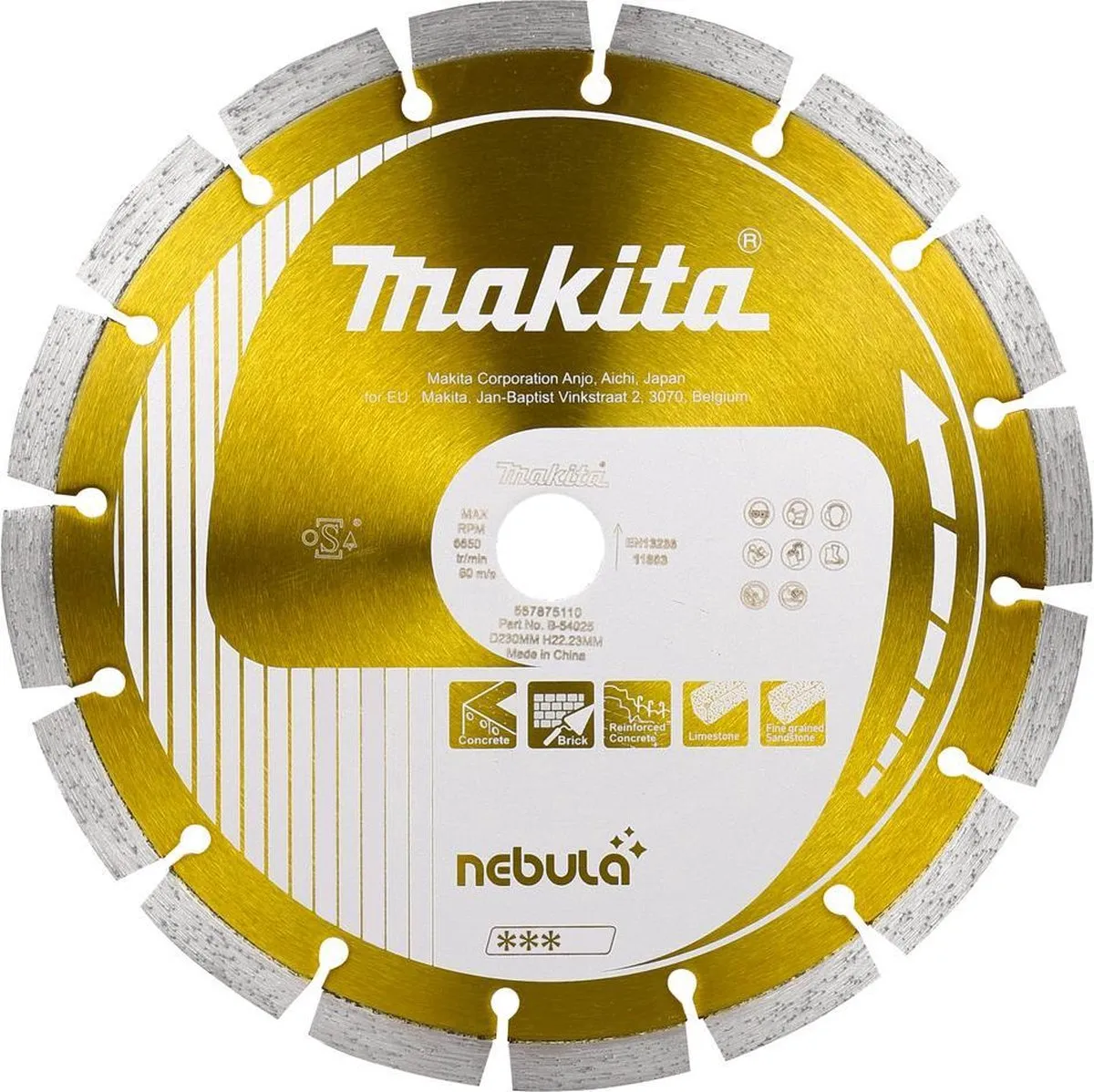 Makita Nebula B-54025 Diamantdoorslijpschijf 230x22.23x10mm