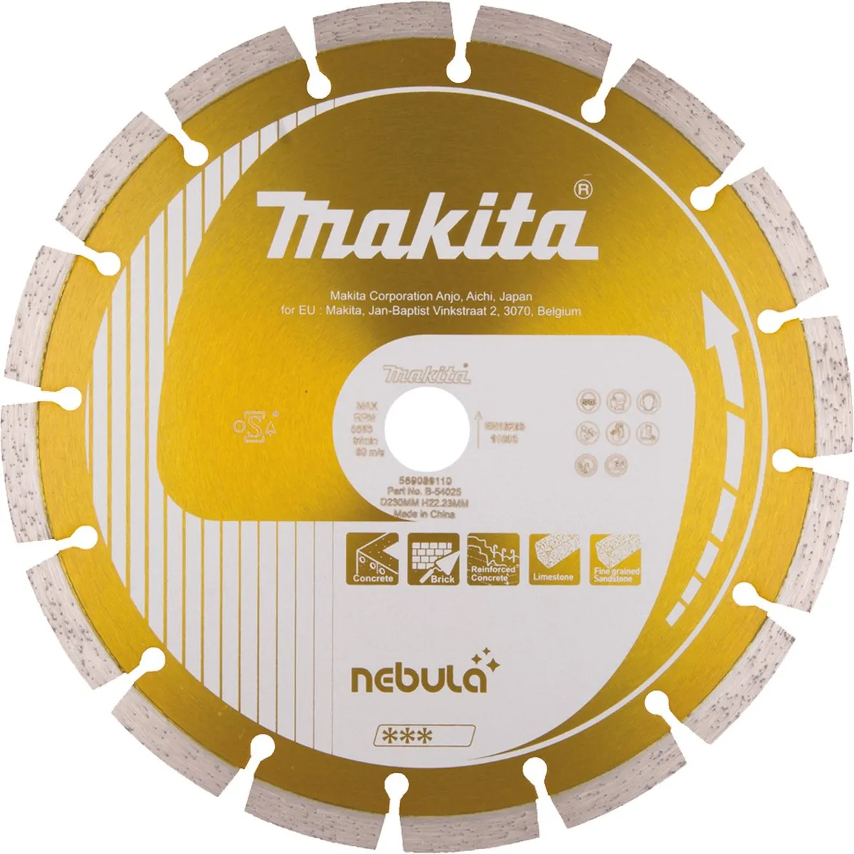 Makita Nebula B-54025 Diamantdoorslijpschijf 230x22.23x10mm
