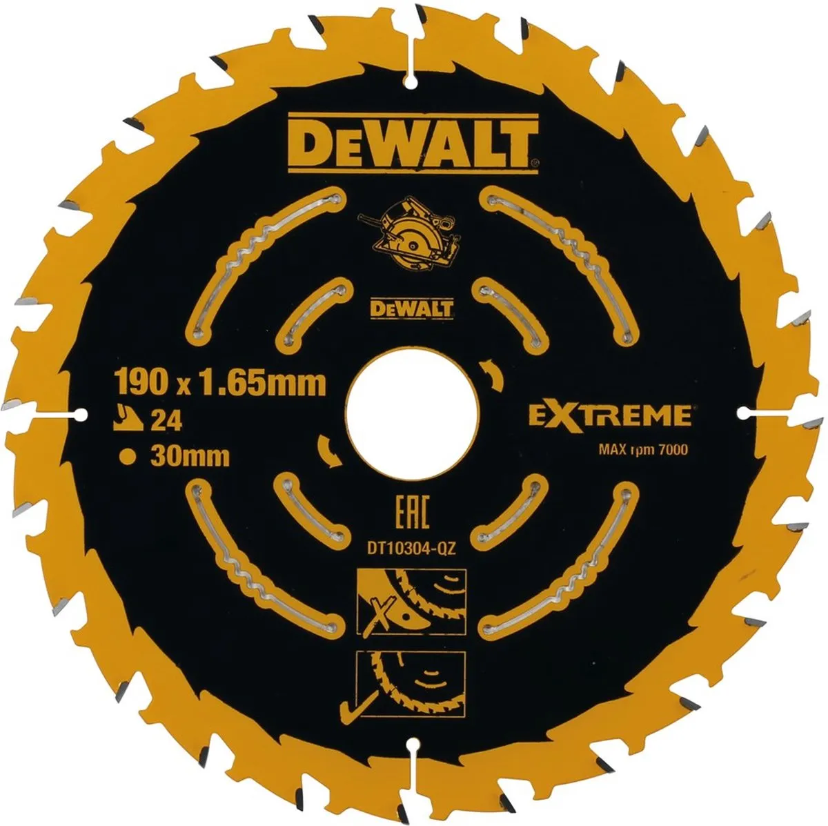 DeWalt DT10304 Cirkelzaagblad 190mm 24T - Hout/Metalen nagels