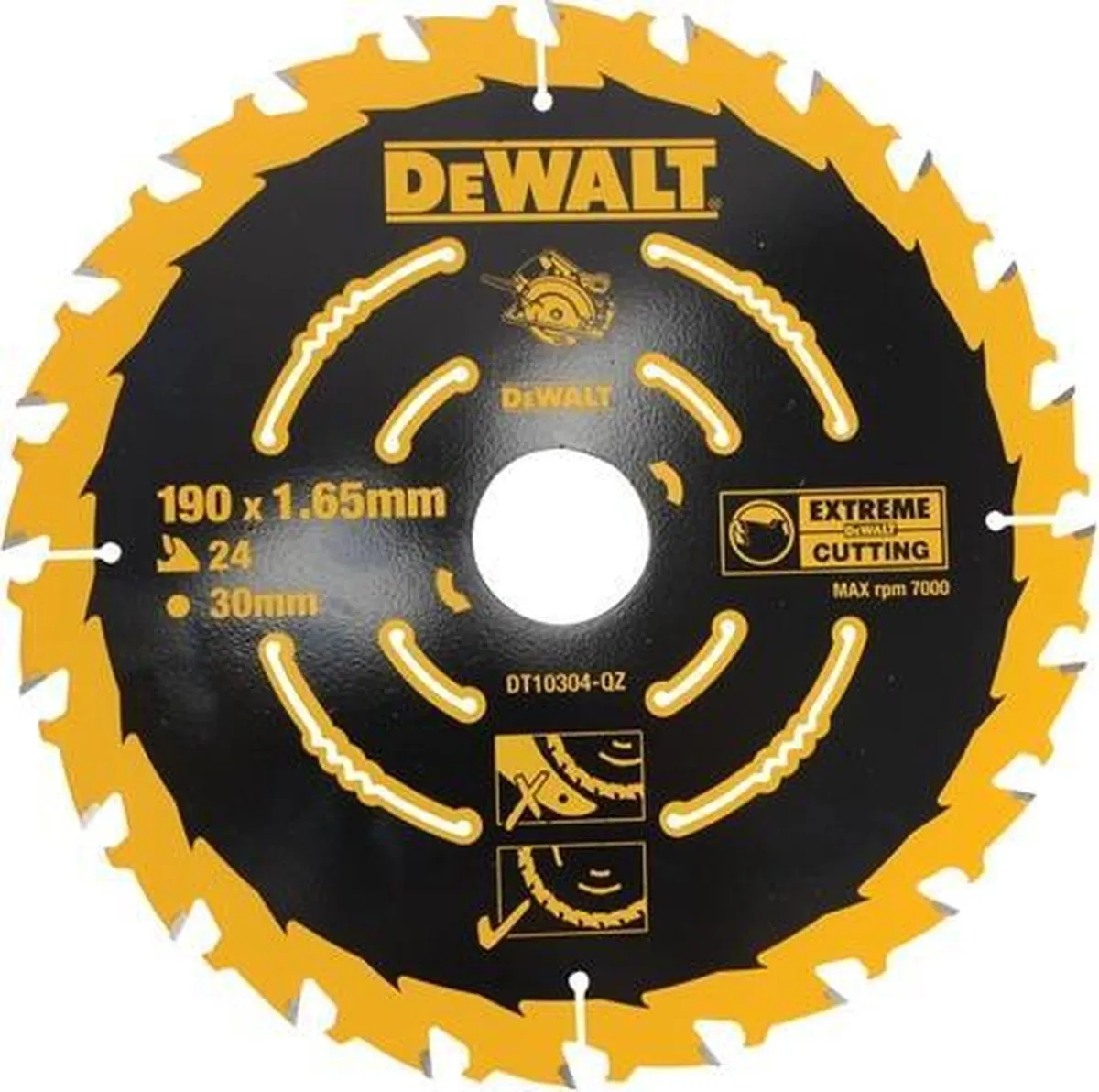 DeWalt DT10304 Cirkelzaagblad 190mm 24T - Hout/Metalen nagels