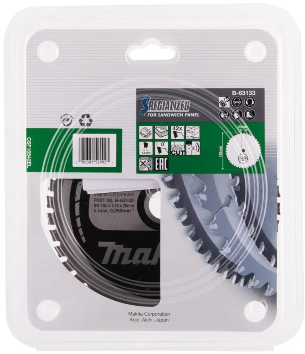 Makita B-63133 Cirkelzaagblad Sandwichpaneel 165mm - 42T - Metaal