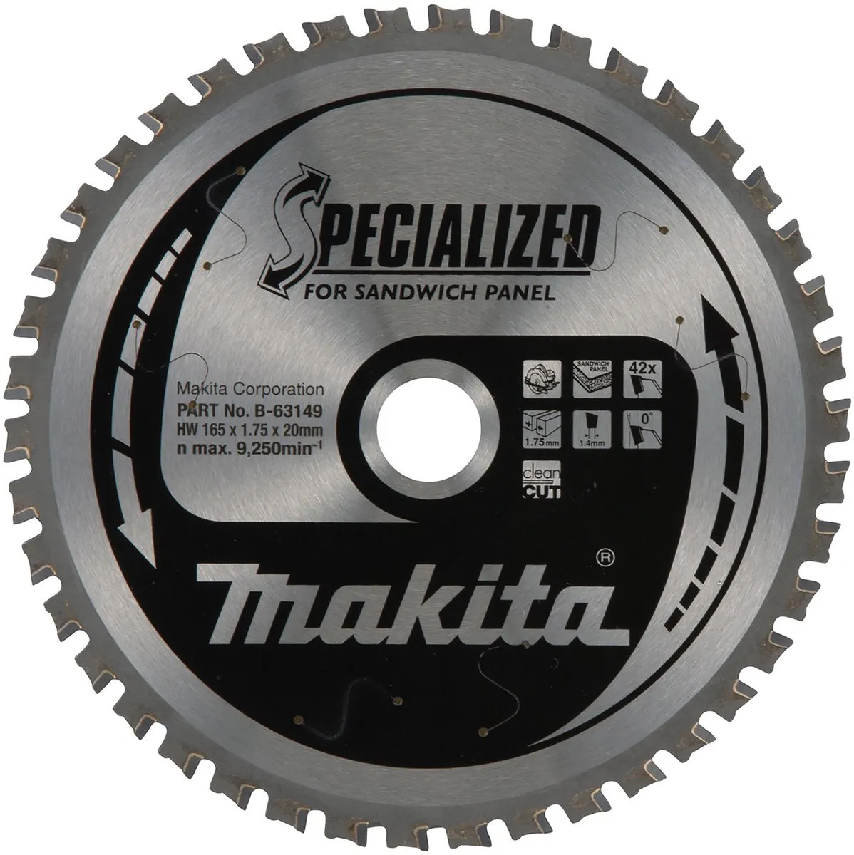 Makita B-63133 Cirkelzaagblad Sandwichpaneel 165mm - 42T - Metaal