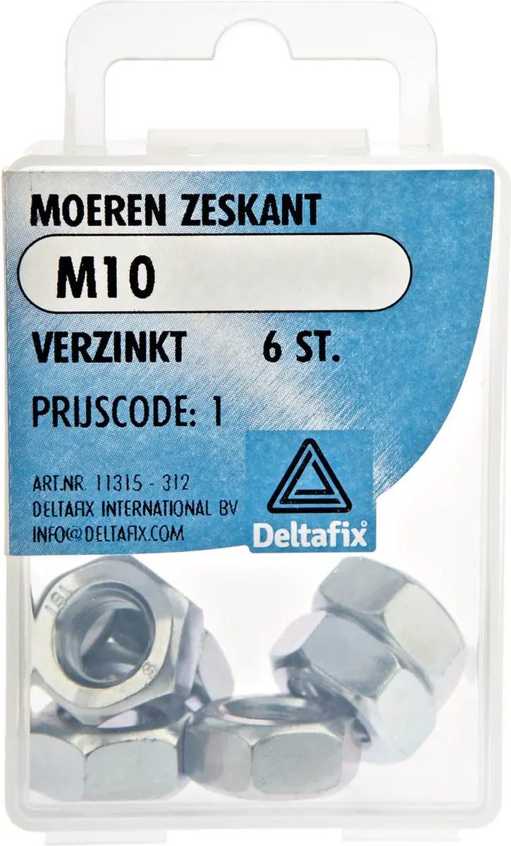 Deltafix M10 Zeskantmoer Verzinkt