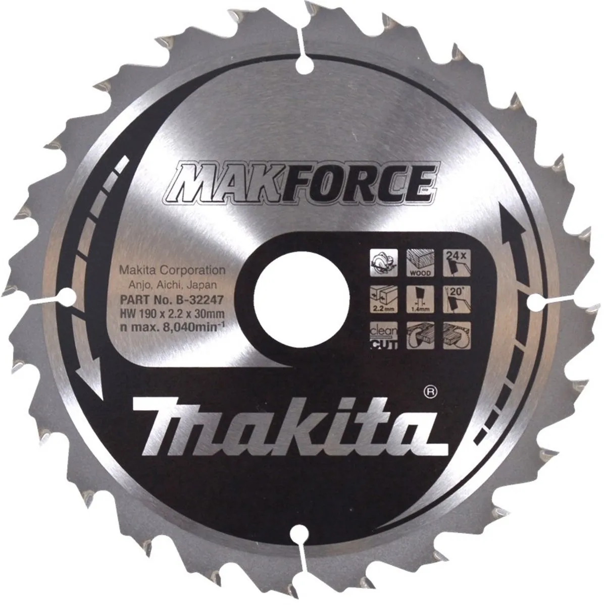 Makita Makforce Cirkelzaagblad B-32247 - 190mm 24T