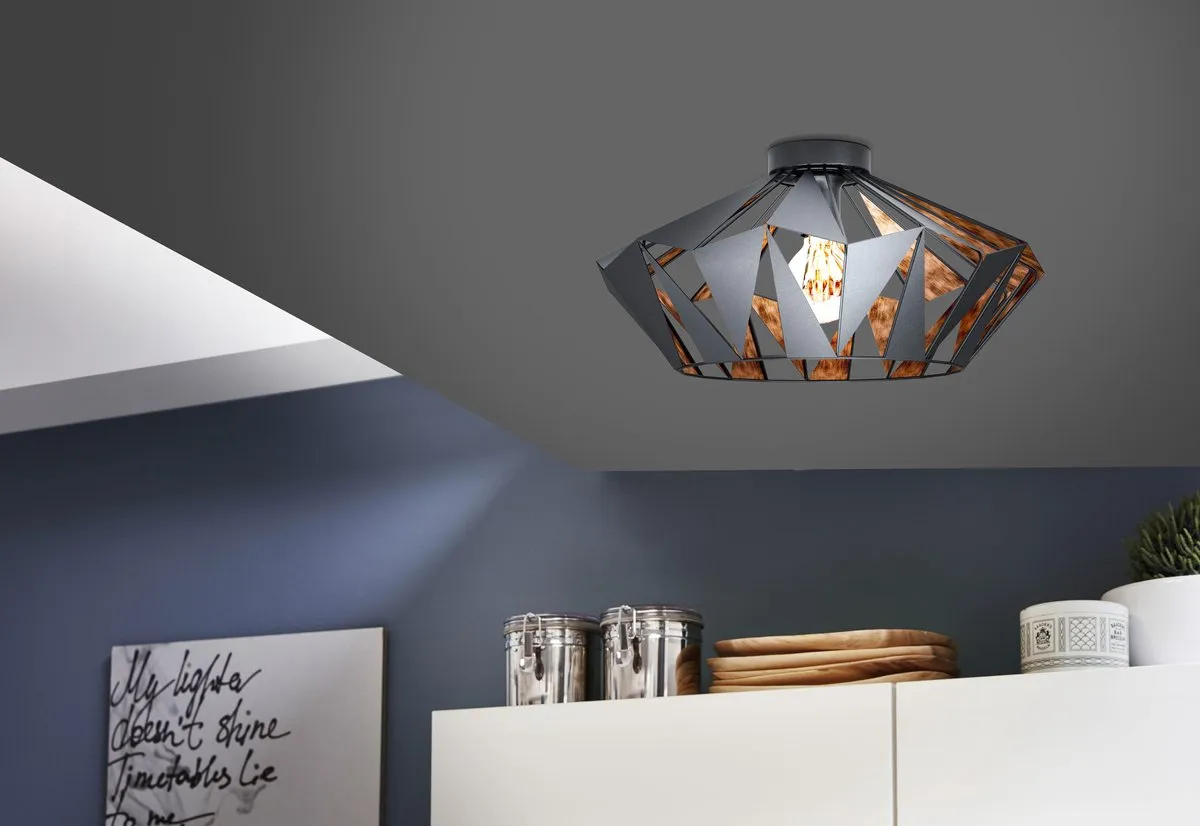 Eglo Carlton 6 Plafondlamp E27 - Ø47cm - Zwart/Koper