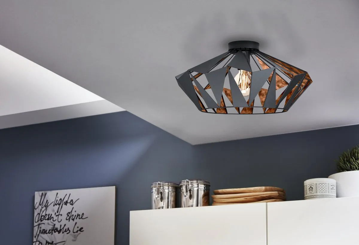 Eglo Carlton 6 Plafondlamp E27 - Ø47cm - Zwart/Koper - afbeelding 6 van 6