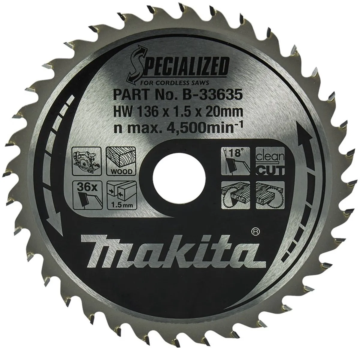 Makita B-33635 Cirkelzaagblad Hout 136mm 36T