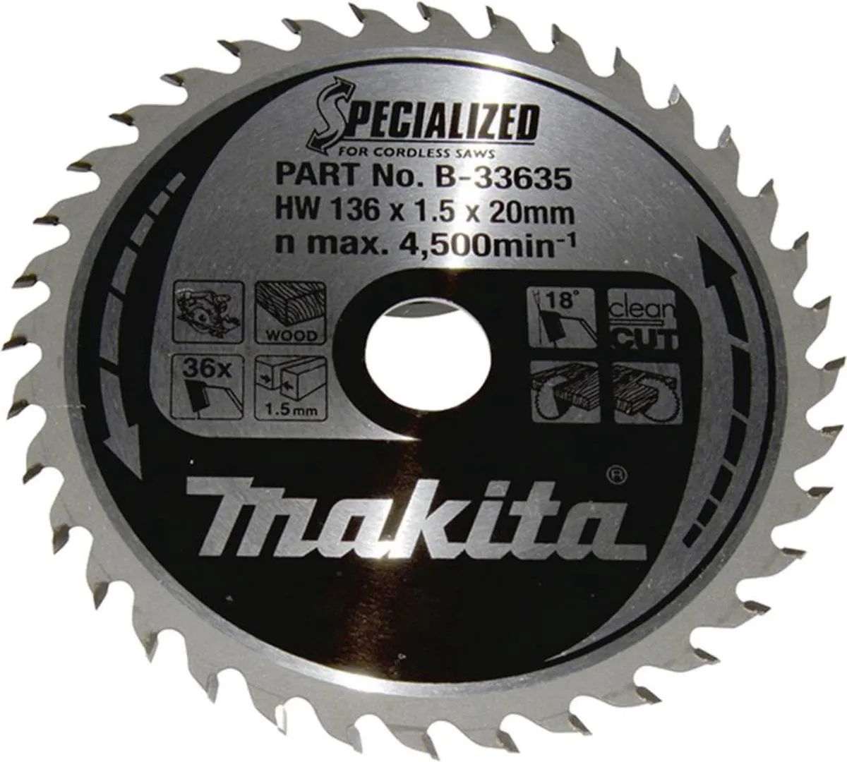 Makita B-33635 Cirkelzaagblad Hout 136mm 36T