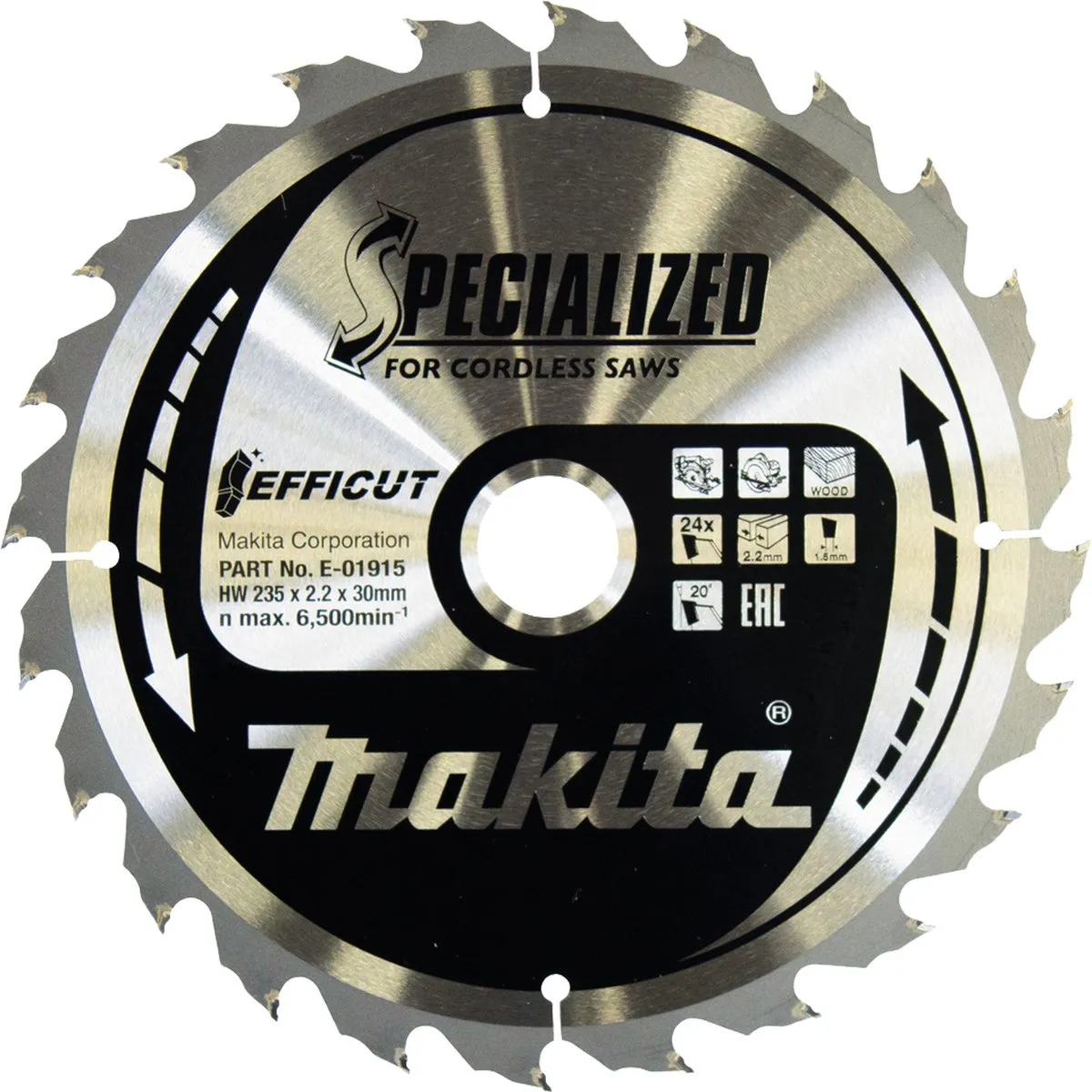 Makita Efficut Cirkelzaagblad 235mm 24T - Hout/Laminaat/MDF