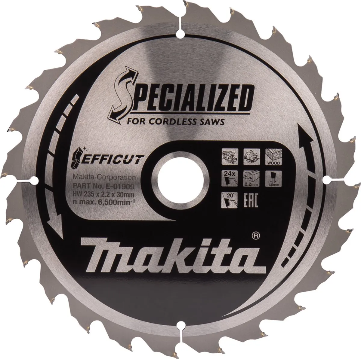 Makita Efficut Cirkelzaagblad 235mm 24T - Hout/Laminaat/MDF