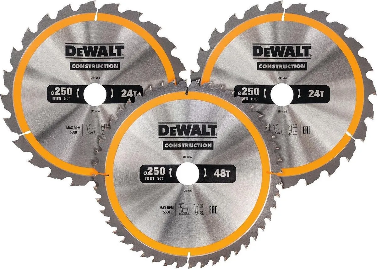 DeWalt DT1963 Cirkelzaagbladen Set 250mm
