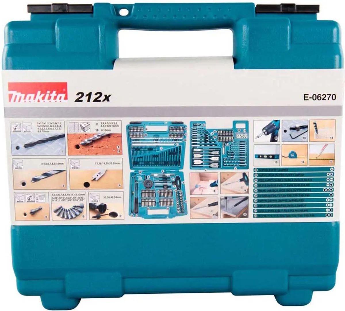 Makita E-06270 Accessoire Set 212-delig - Steen/Hout