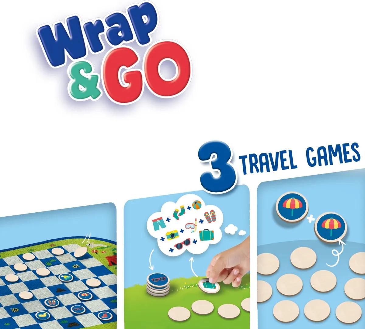 SES Creative Wrap&Go Reisspellen 3-in-1 - Dammen/Memo/Ik ga op reis