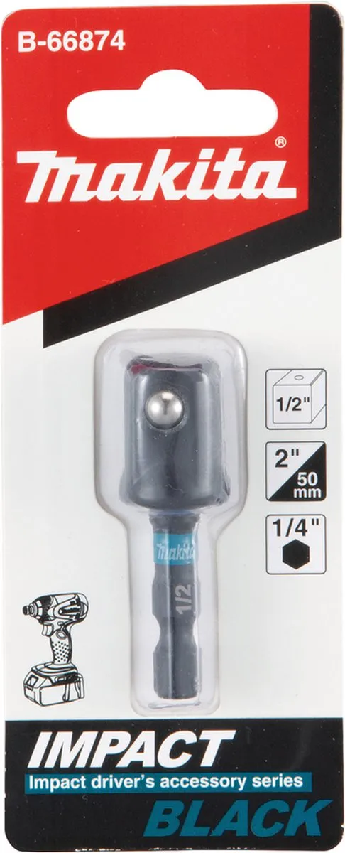 Makita B-66874 Dopadapter 1/2 - 12.5mm - Zwart