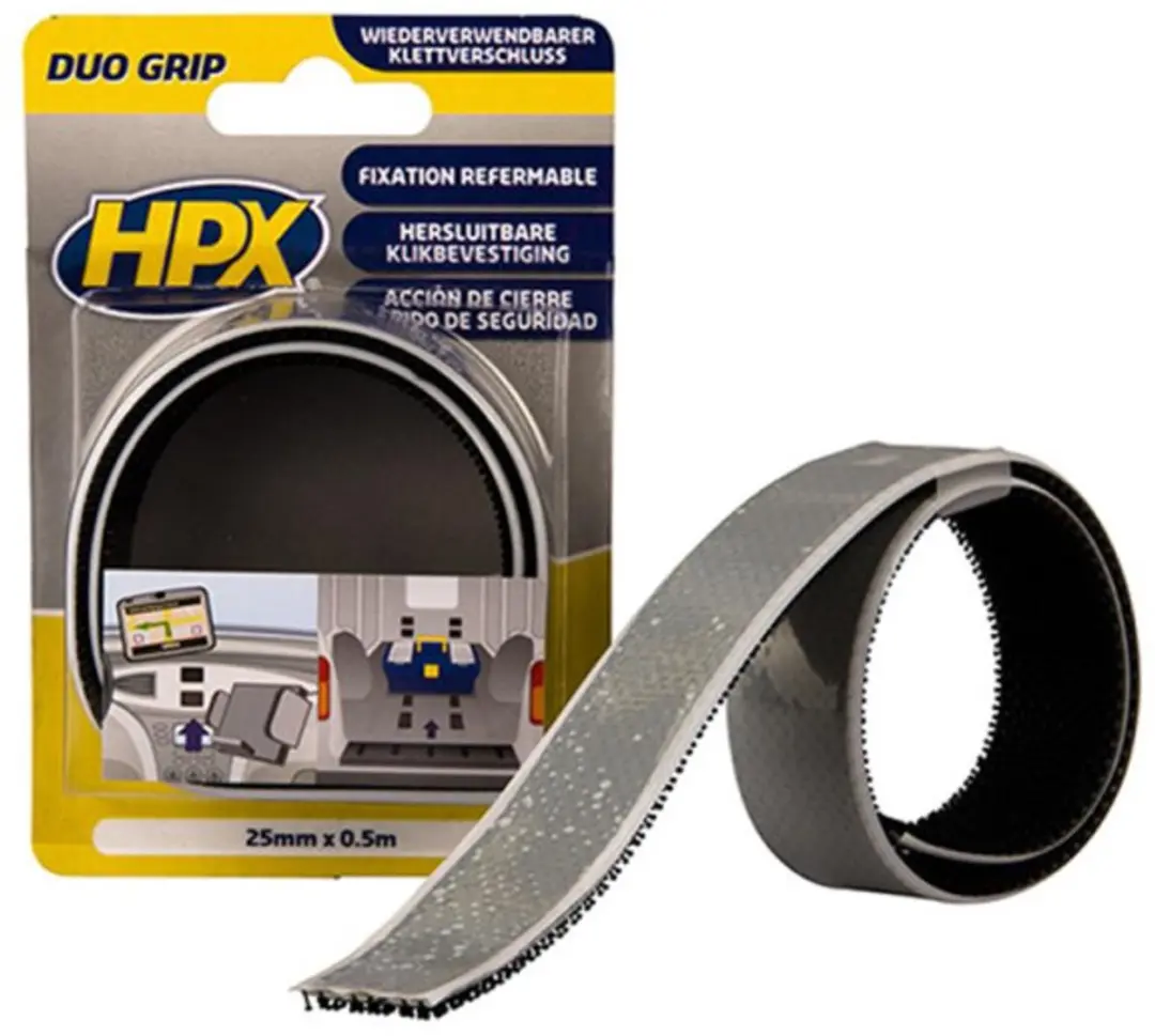 HPX Duo Grip Klikband 25mm x 0,5m - Zwart